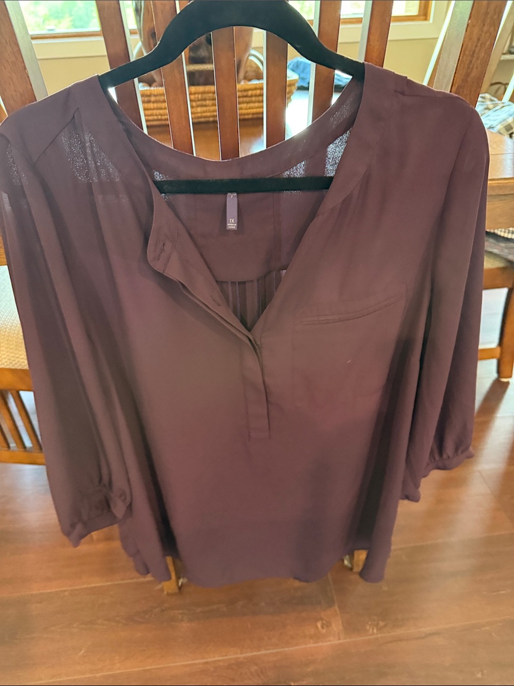 NYDJ Plum Split-Neck Blouse